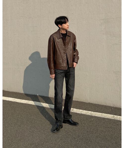 DRAW FIT（ドローフィット）の「ラインスモークレザージャケット[SMOKE BROWN]（ライダースジャケット・メンズ・その他・LARGE/MEDIUM/X-LARGE）」の10枚目の写真