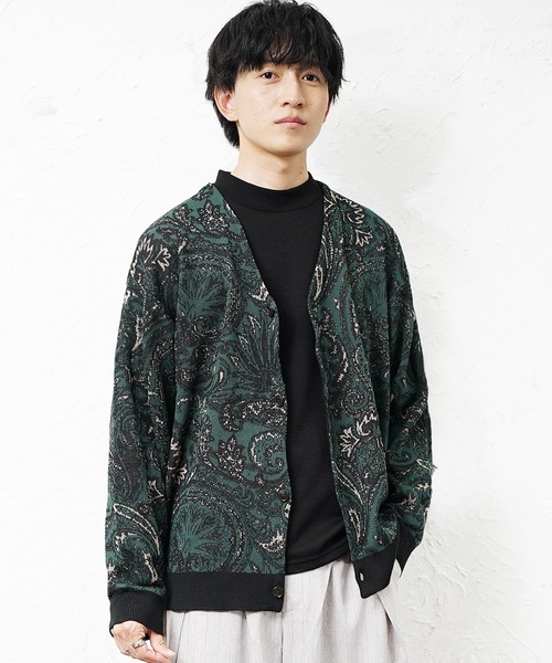 MinoriTY(マイノリティ)の「【MinoriTY】ゆる軽ペイズリー柄ノーカラーカーディガン メンズ オーバーサイズ ビッグシルエット ルーズフィット 秋服 冬服(カーディガン/ボレロ・メンズ・ブラック/ブルー・M/L)」の3枚目の写真