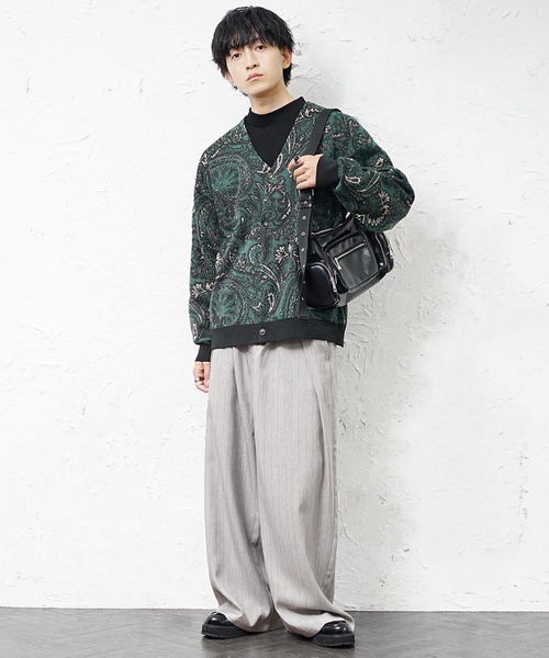 MinoriTY(マイノリティ)の「【MinoriTY】ゆる軽ペイズリー柄ノーカラーカーディガン メンズ オーバーサイズ ビッグシルエット ルーズフィット 秋服 冬服(カーディガン/ボレロ・メンズ・ブラック/ブルー・M/L)」の6枚目の写真