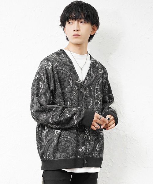 MinoriTY(マイノリティ)の「【MinoriTY】ゆる軽ペイズリー柄ノーカラーカーディガン メンズ オーバーサイズ ビッグシルエット ルーズフィット 秋服 冬服(カーディガン/ボレロ・メンズ・ブラック/ブルー・M/L)」の7枚目の写真