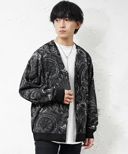 MinoriTY(マイノリティ)の「【MinoriTY】ゆる軽ペイズリー柄ノーカラーカーディガン メンズ オーバーサイズ ビッグシルエット ルーズフィット 秋服 冬服(カーディガン/ボレロ・メンズ・ブラック/ブルー・M/L)」の9枚目の写真