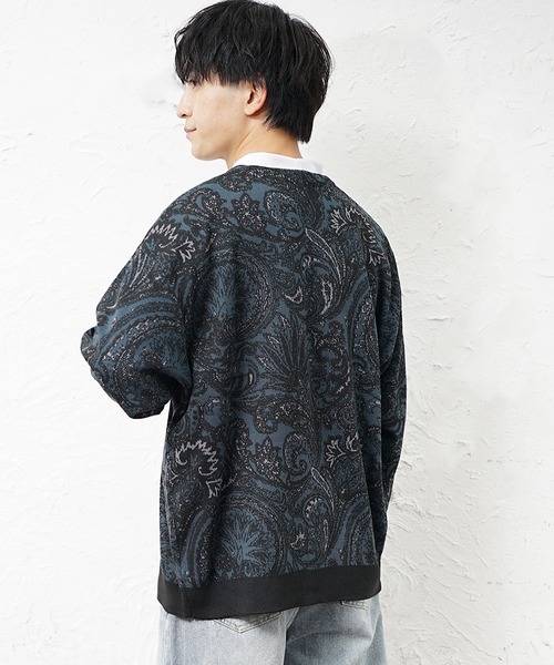 MinoriTY(マイノリティ)の「【MinoriTY】ゆる軽ペイズリー柄ノーカラーカーディガン メンズ オーバーサイズ ビッグシルエット ルーズフィット 秋服 冬服(カーディガン/ボレロ・メンズ・ブラック/ブルー・M/L)」の14枚目の写真