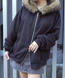 almo（アルモ）の「ラメボリュームファーZIPパーカー(RO)（パーカー）」