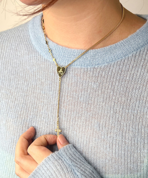 Cross Drop Necklace - Gold