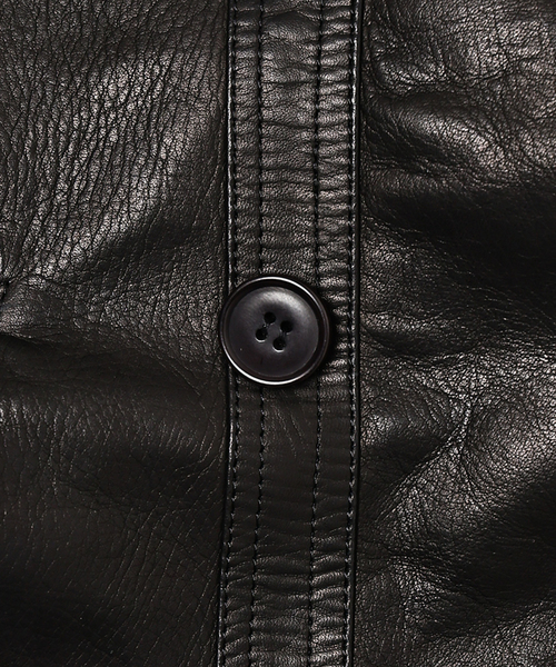Ets.MATERIAUX(マテリオ)の「【L`etiquette × EDIFICE】Le Corbusier レザー ジャケット(ライダースジャケット・メンズ・ブラック・LARGE/MEDIUM)」の5枚目の写真