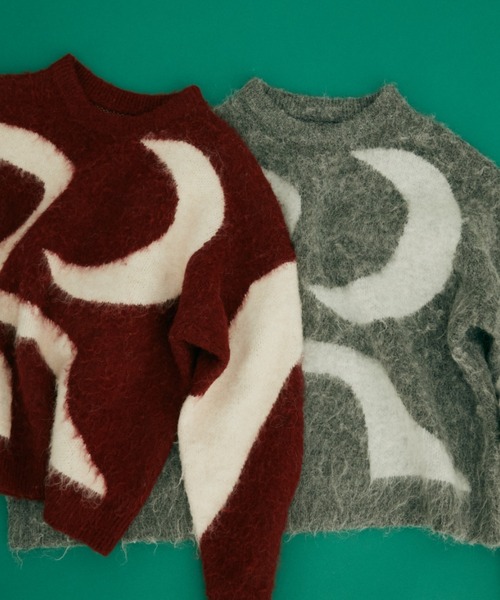 Auntie Rosa（アンティローザ）の「【 shochan direction item 】ジオメトリックジャガードシャギーニット（ニット/セーター・レディース・グレー/レッド・FREE）」の5枚目の写真