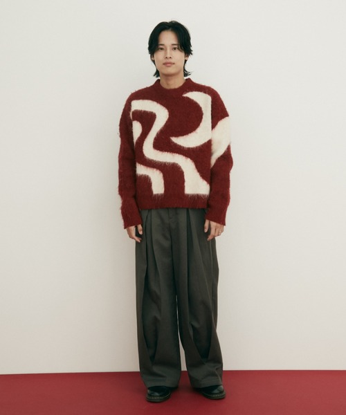 Auntie Rosa（アンティローザ）の「【 shochan direction item 】ジオメトリックジャガードシャギーニット（ニット/セーター・レディース・グレー/レッド・FREE）」の16枚目の写真