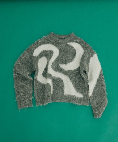 Auntie Rosa（アンティローザ）の「【 shochan direction item 】ジオメトリックジャガードシャギーニット（ニット/セーター・レディース・グレー/レッド・FREE）」の4枚目の写真