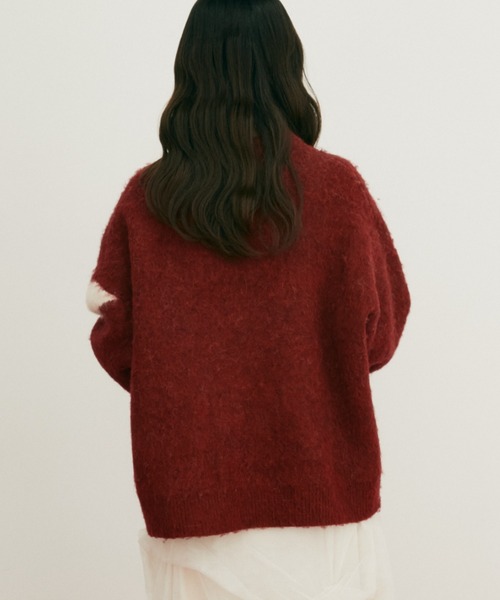 Auntie Rosa（アンティローザ）の「【 shochan direction item 】ジオメトリックジャガードシャギーニット（ニット/セーター・レディース・グレー/レッド・FREE）」の9枚目の写真