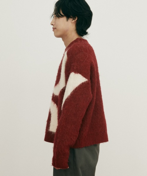 Auntie Rosa（アンティローザ）の「【 shochan direction item 】ジオメトリックジャガードシャギーニット（ニット/セーター・レディース・グレー/レッド・FREE）」の14枚目の写真