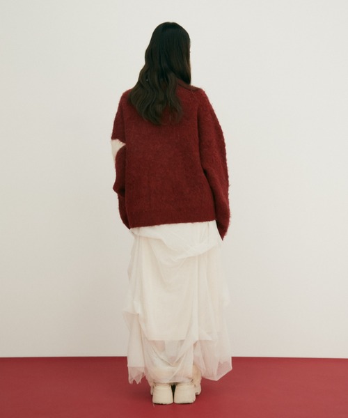 Auntie Rosa（アンティローザ）の「【 shochan direction item 】ジオメトリックジャガードシャギーニット（ニット/セーター・レディース・グレー/レッド・FREE）」の12枚目の写真