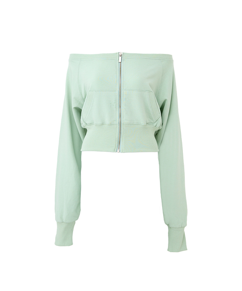 A.R.U(エイアールユー)の「OFF SHOULDER ZIP UP(パーカー・レディース・ブラック/アイボリー/ミント・SMALL/MEDIUM)」の3枚目の写真