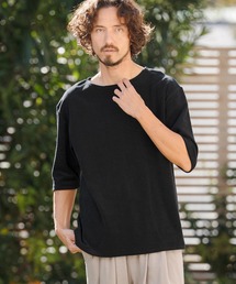 CAMBIO（カンビオ）の「mt10148- ボートネックパイル5分袖カットソー(CMB-R0205)（Tシャツ/カットソー）」