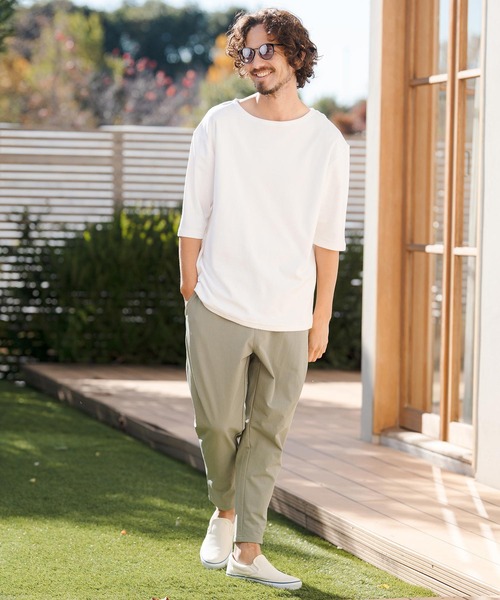 CAMBIO(カンビオ)の「mt10148- ボートネックパイル5分袖カットソー(CMB-R0205)(Tシャツ/カットソー・メンズ・ブラック/グレー/ホワイト・S/M/L)」の11枚目の写真