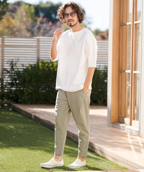 CAMBIO(カンビオ)の「mt10148- ボートネックパイル5分袖カットソー(CMB-R0205)(Tシャツ/カットソー・メンズ・ブラック/グレー/ホワイト・S/M/L)」の12枚目の写真