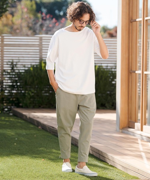CAMBIO(カンビオ)の「mt10148- ボートネックパイル5分袖カットソー(CMB-R0205)(Tシャツ/カットソー・メンズ・ブラック/グレー/ホワイト・S/M/L)」の13枚目の写真