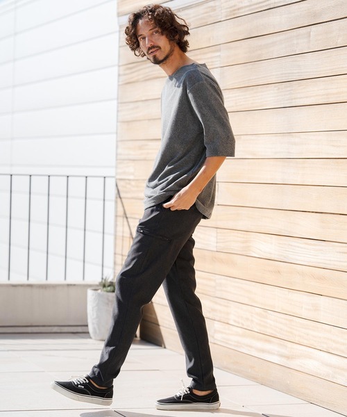 CAMBIO(カンビオ)の「mt10148- ボートネックパイル5分袖カットソー(CMB-R0205)(Tシャツ/カットソー・メンズ・ブラック/グレー/ホワイト・S/M/L)」の17枚目の写真
