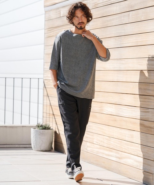 CAMBIO(カンビオ)の「mt10148- ボートネックパイル5分袖カットソー(CMB-R0205)(Tシャツ/カットソー・メンズ・ブラック/グレー/ホワイト・S/M/L)」の18枚目の写真