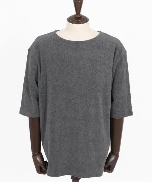 CAMBIO(カンビオ)の「mt10148- ボートネックパイル5分袖カットソー(CMB-R0205)(Tシャツ/カットソー・メンズ・ブラック/グレー/ホワイト・S/M/L)」の21枚目の写真