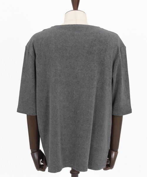 CAMBIO(カンビオ)の「mt10148- ボートネックパイル5分袖カットソー(CMB-R0205)(Tシャツ/カットソー・メンズ・ブラック/グレー/ホワイト・S/M/L)」の22枚目の写真
