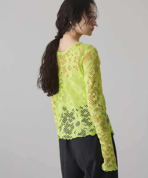 ADAM ET ROPE'（アダムエロペ）の「2WAYホールジャガードトップス（Tシャツ/カットソー・レディース・ミント/ブラック/ホワイト・FREE）」の10枚目の写真