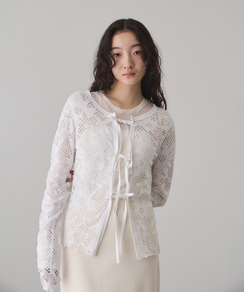 ADAM ET ROPE'（アダムエロペ）の「2WAYホールジャガードトップス（Tシャツ/カットソー・レディース・ミント/ブラック/ホワイト・FREE）」の11枚目の写真