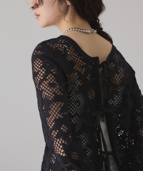 ADAM ET ROPE'（アダムエロペ）の「2WAYホールジャガードトップス（Tシャツ/カットソー・レディース・ミント/ブラック/ホワイト・FREE）」の16枚目の写真