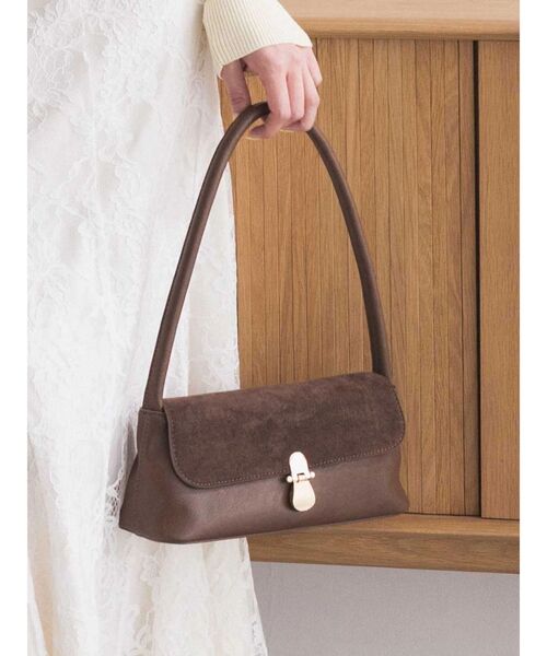 MERCURYDUO（マーキュリーデュオ）の「スエードハンドバッグ（ハンドバッグ・レディース・ブラウン/アイボリー・FREE）」の2枚目の写真