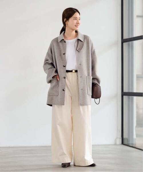 FRAMeWORK（フレームワーク）の「≪追加≫ハミルトンバルカラーミドルコート（ステンカラーコート・レディース・グレー・38/36）」の2枚目の写真