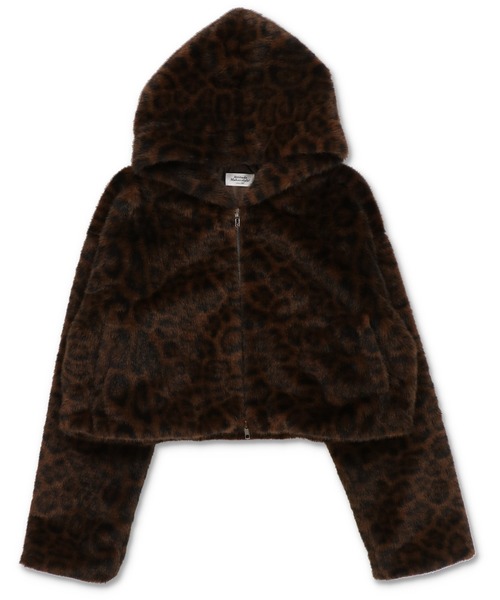 SPINNS(スピンズ)の「アニマル柄で主役級の可愛さ★フード付きショートファーブルゾン(ブルゾン・レディース・レオパード/アニマル・ONESIZE)」の14枚目の写真