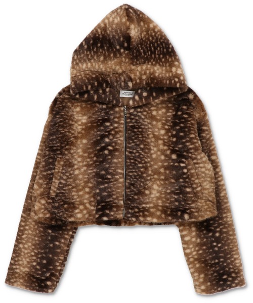 SPINNS(スピンズ)の「アニマル柄で主役級の可愛さ★フード付きショートファーブルゾン(ブルゾン・レディース・レオパード/アニマル・ONESIZE)」の15枚目の写真