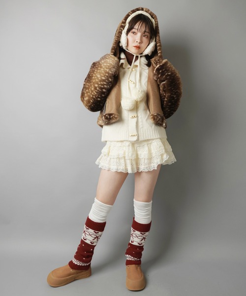 SPINNS(スピンズ)の「アニマル柄で主役級の可愛さ★フード付きショートファーブルゾン(ブルゾン・レディース・レオパード/アニマル・ONESIZE)」の20枚目の写真