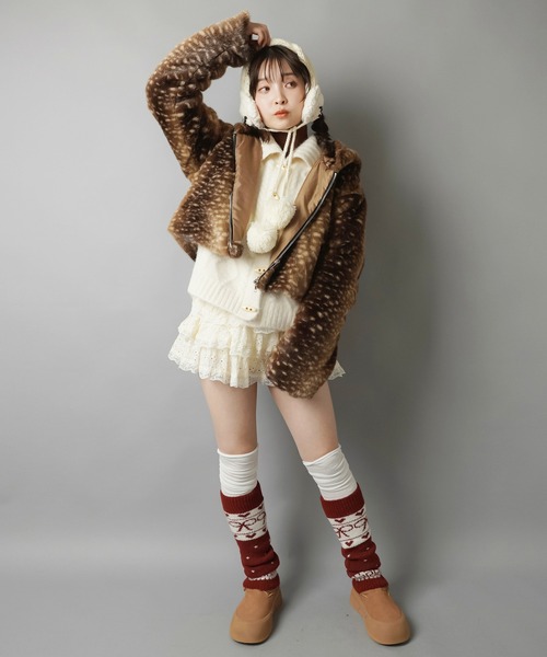 SPINNS(スピンズ)の「アニマル柄で主役級の可愛さ★フード付きショートファーブルゾン(ブルゾン・レディース・レオパード/アニマル・ONESIZE)」の21枚目の写真