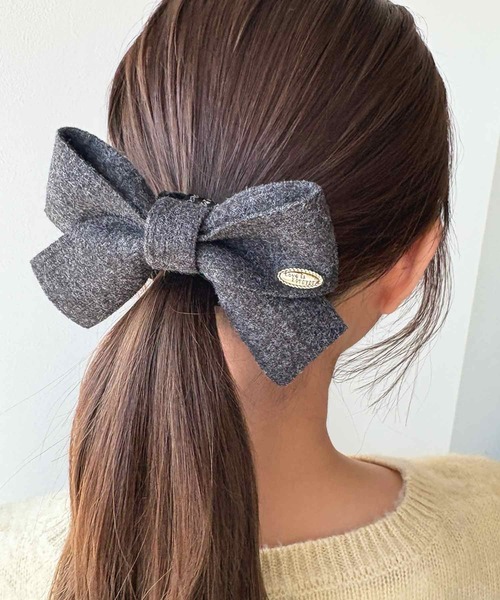 kutir（クティール）の「kutirlune／リボンニットヘアゴム（ヘアゴム・レディース・グレー/ブラウン/ホワイト・FREE）」の2枚目の写真