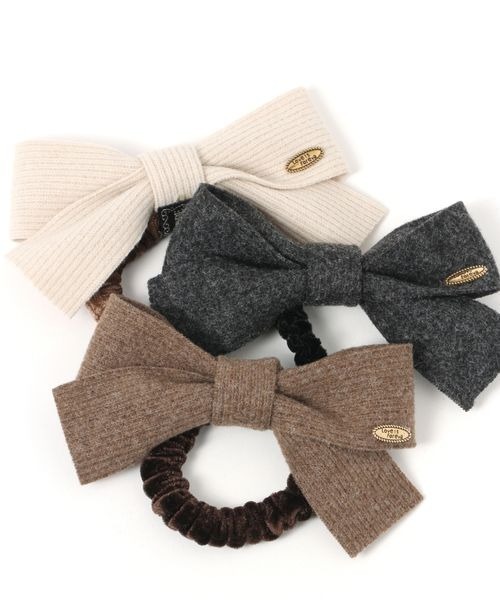 kutir（クティール）の「kutirlune／リボンニットヘアゴム（ヘアゴム・レディース・グレー/ブラウン/ホワイト・FREE）」の15枚目の写真