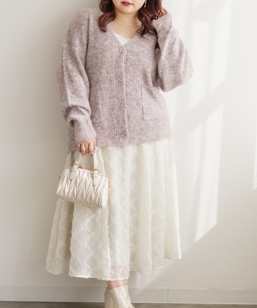 CLETTE(クレット)の「CLETTEオリジナルミックスニットVネックカーディガン(カーディガン/ボレロ・レディース・ライトベージュ/ブラウン/ピンク・4L/3L/LL)」の11枚目の写真