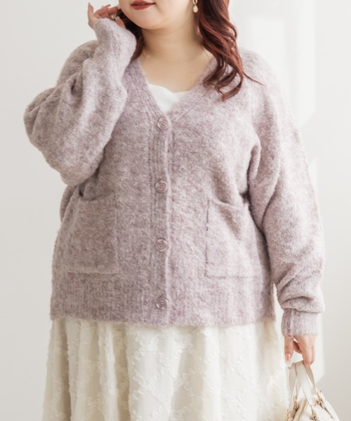 CLETTE(クレット)の「CLETTEオリジナルミックスニットVネックカーディガン(カーディガン/ボレロ・レディース・ライトベージュ/ブラウン/ピンク・4L/3L/LL)」の10枚目の写真