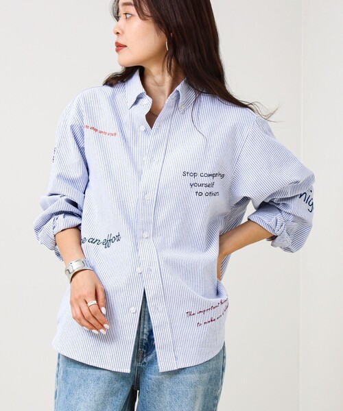 GLOSTER（グロスター）の「【気分を上げるフレーズ】ポジティブメッセージシャツ パート2（シャツ/ブラウス・メンズ・ホワイト/イエロー/ストライプ・S/M/L）」の3枚目の写真