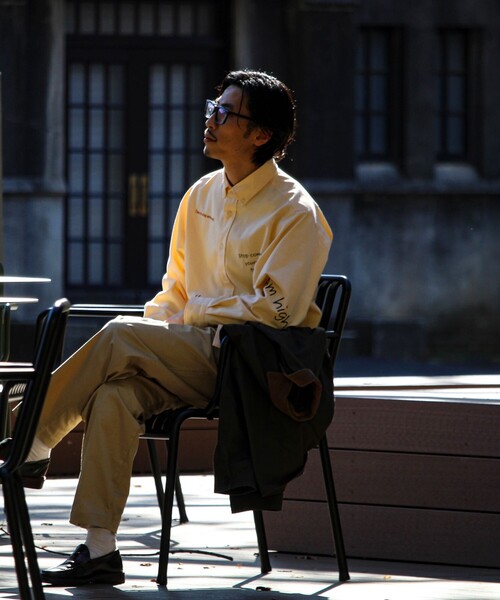 GLOSTER（グロスター）の「【気分を上げるフレーズ】ポジティブメッセージシャツ パート2（シャツ/ブラウス・メンズ・ホワイト/ストライプ/イエロー・S/L/M）」の5枚目の写真