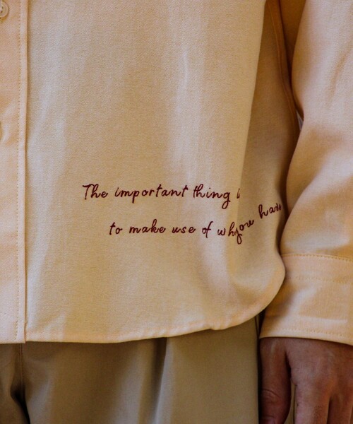 GLOSTER（グロスター）の「【気分を上げるフレーズ】ポジティブメッセージシャツ パート2（シャツ/ブラウス・メンズ・ホワイト/ストライプ/イエロー・S/L/M）」の11枚目の写真