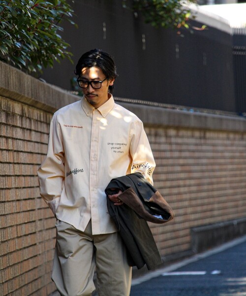 GLOSTER（グロスター）の「【気分を上げるフレーズ】ポジティブメッセージシャツ パート2（シャツ/ブラウス・メンズ・ホワイト/イエロー/ストライプ・S/M/L）」の22枚目の写真