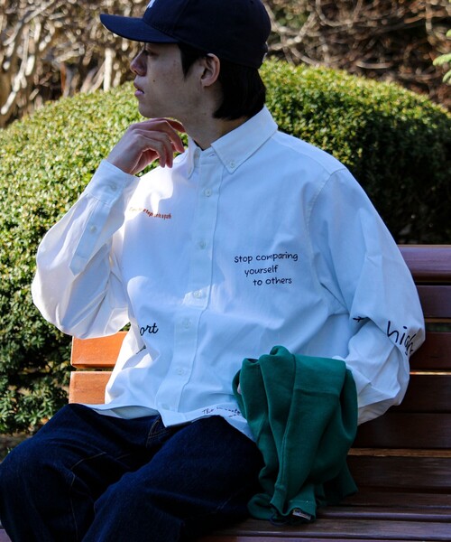 GLOSTER（グロスター）の「【気分を上げるフレーズ】ポジティブメッセージシャツ パート2（シャツ/ブラウス・メンズ・ホワイト/イエロー/ストライプ・S/M/L）」の18枚目の写真