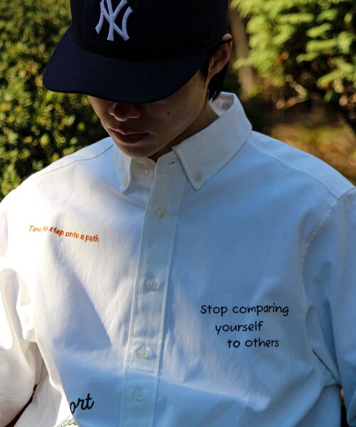 GLOSTER（グロスター）の「【気分を上げるフレーズ】ポジティブメッセージシャツ パート2（シャツ/ブラウス・メンズ・ホワイト/イエロー/ストライプ・S/M/L）」の17枚目の写真