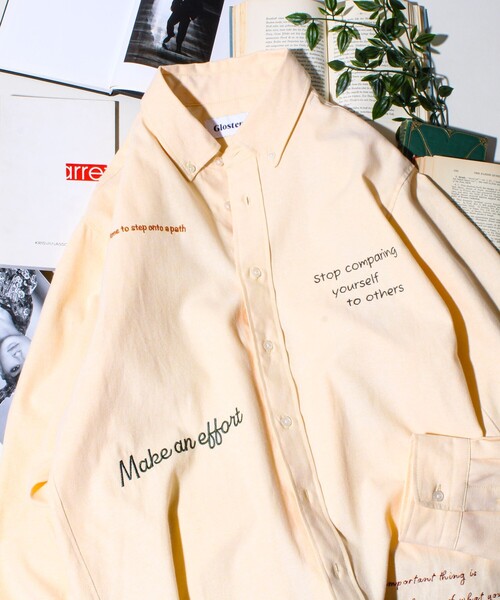 GLOSTER（グロスター）の「【気分を上げるフレーズ】ポジティブメッセージシャツ パート2（シャツ/ブラウス・メンズ・ホワイト/イエロー/ストライプ・S/M/L）」の11枚目の写真