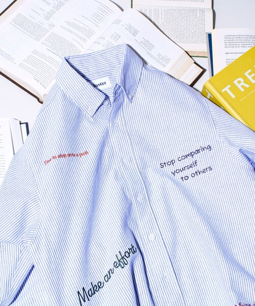 GLOSTER（グロスター）の「【気分を上げるフレーズ】ポジティブメッセージシャツ パート2（シャツ/ブラウス・メンズ・ホワイト/イエロー/ストライプ・S/M/L）」の10枚目の写真