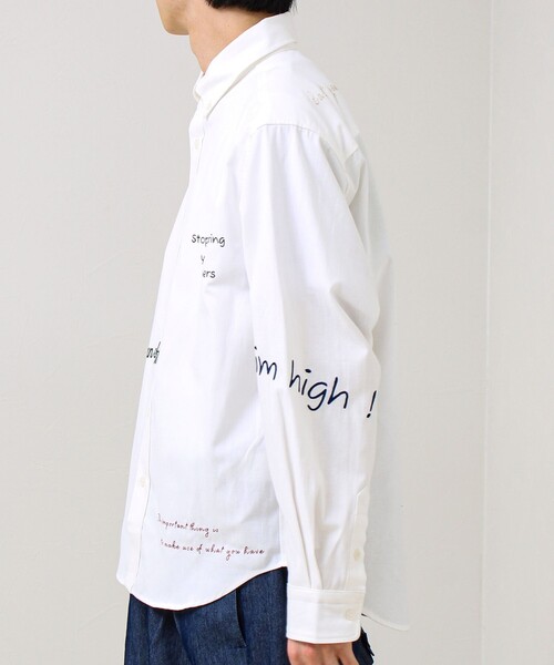 GLOSTER（グロスター）の「【気分を上げるフレーズ】ポジティブメッセージシャツ パート2（シャツ/ブラウス・メンズ・ホワイト/ストライプ/イエロー・S/L/M）」の14枚目の写真