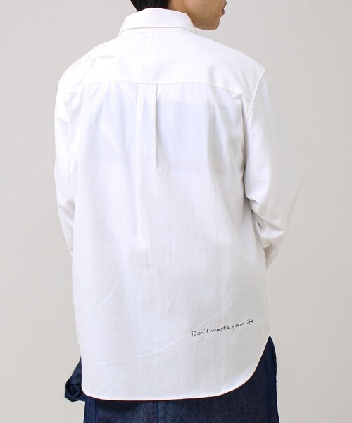 GLOSTER（グロスター）の「【気分を上げるフレーズ】ポジティブメッセージシャツ パート2（シャツ/ブラウス・メンズ・ホワイト/ストライプ/イエロー・S/L/M）」の15枚目の写真