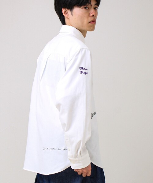 GLOSTER（グロスター）の「【気分を上げるフレーズ】ポジティブメッセージシャツ パート2（シャツ/ブラウス・メンズ・ホワイト/ストライプ/イエロー・S/L/M）」の16枚目の写真