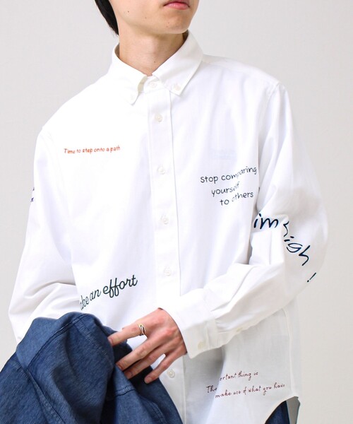 GLOSTER（グロスター）の「【気分を上げるフレーズ】ポジティブメッセージシャツ パート2（シャツ/ブラウス・メンズ・ホワイト/ストライプ/イエロー・S/L/M）」の17枚目の写真