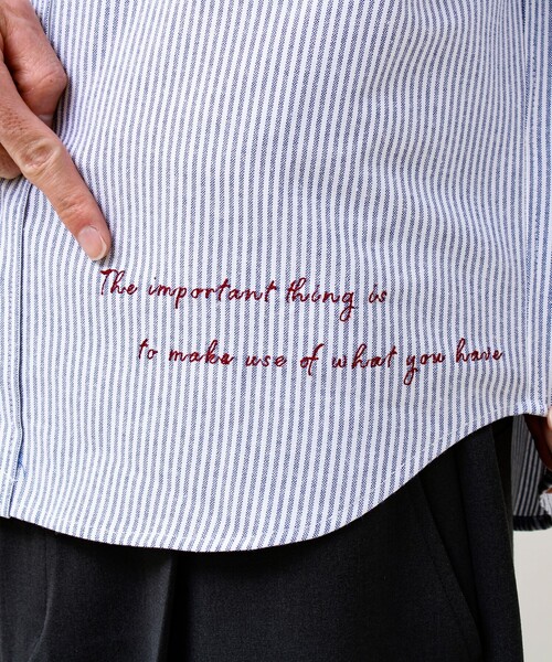 GLOSTER（グロスター）の「【気分を上げるフレーズ】ポジティブメッセージシャツ パート2（シャツ/ブラウス・メンズ・ホワイト/ストライプ/イエロー・S/L/M）」の20枚目の写真